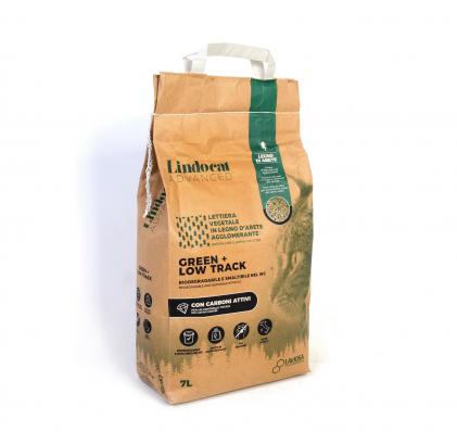 LINDOCAT Наполнитель комкующийся древесный с угольными гранулами ADVANCED Green+ Low Track, 7л